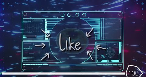 Like Icon with Futuristic Digital Interface and Data Visualizations