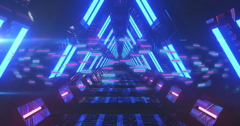 Futuristic Neon Tunnel with Illuminated Data Trails - Download Free Stock Images Pikwizard.com