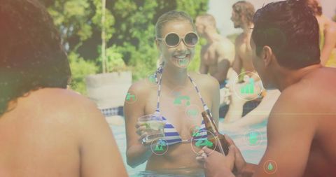 Joyful Poolside Leisure with Cocktails and Beer