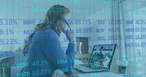 Businesswoman Analyzing Online Financial Data During Video Call