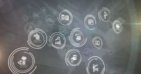 Network of Digital Icons on Grey Background for Communication Concept - Download Free Stock Images Pikwizard.com
