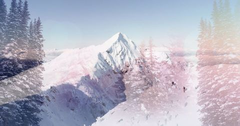 Majestic Snowy Mountain Peak with Skiers - Download Free Stock Images Pikwizard.com