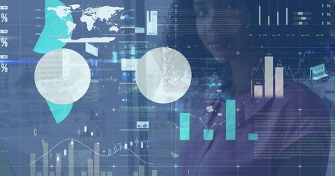 Businesswoman Analyzing Financial Data in Futuristic Office - Download Free Stock Images Pikwizard.com