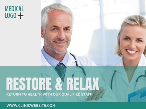 Confident healthcare professionals promoting medical services