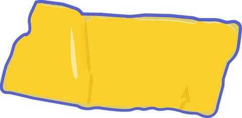 Bright yellow sticker illustration on transparent background