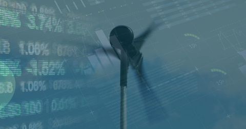 Digital Data Interface with Wind Turbine Image Overlay