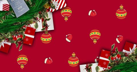 Festive Christmas Gift Arrangement with Holiday Ornaments