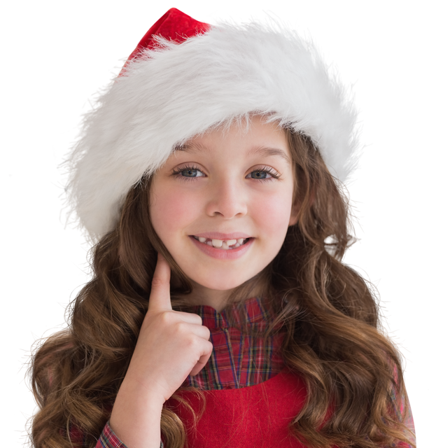 Joyful Girl Smiling with Santa Hat on Transparent Background - Download Free Stock Videos Pikwizard.com