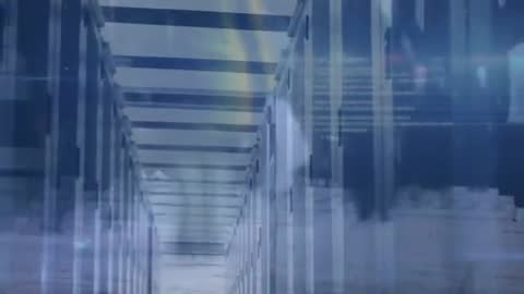 Futuristic Corridor with Digital Interface Effects