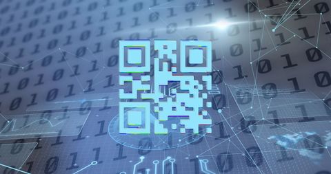 Futuristic QR Code and Data Processing Overlay on Binary Background - Download Free Stock Images Pikwizard.com