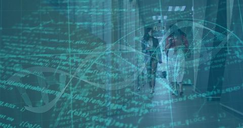 Scientists Analyzing DNA with Futuristic Technology