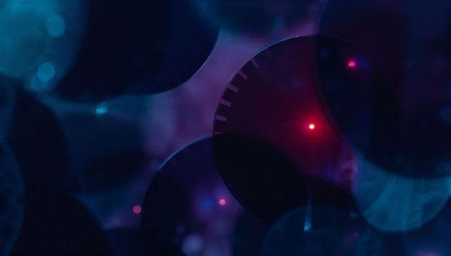 Futuristic Abstract Spheres with Laser Points in Dim Light