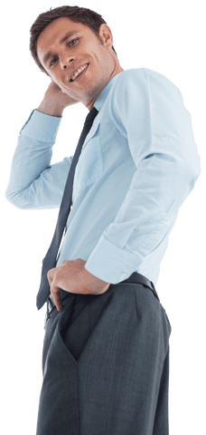 Transparent Businessman Contemplating with Confident Pose