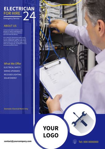 Professional Technician Handling Electrical Wiring for Advertisements - Download Free Stock Templates Pikwizard.com