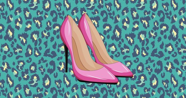 Bright Pink High Heels on Leopard Print Background - Download Free Stock Images Pikwizard.com