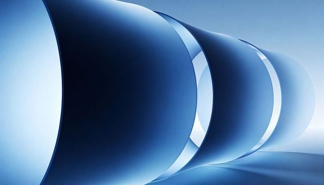 Blue Curved Tubes Receding in Minimalist Gradient Composition for Modern Design