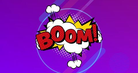 Retro Comic Style Boom Text With Pop Art Clouds
