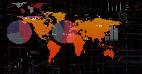 Global Business Infographic with Digital Map Interface - Download Free Stock Images Pikwizard.com