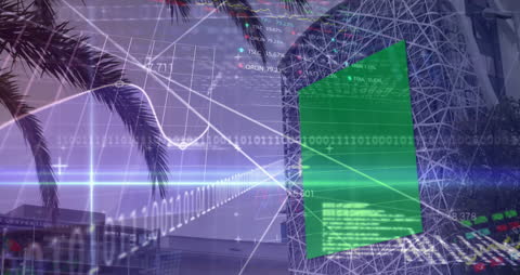 Digital Finance Display with Stock Market Tickers and Graphs