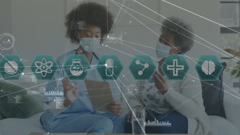 Healthcare Professional with Senior Patient Analyzing Digital Data