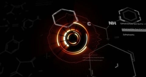 Futuristic digital interface schematic over dark background