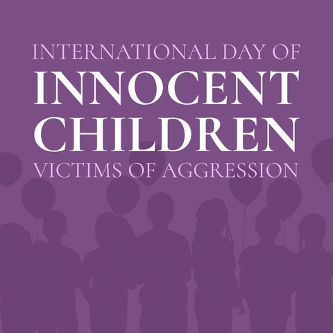 Silhouette of Children Holding Balloons on Purple in Honor of Innocent Children's Day - Download Free Stock Templates Pikwizard.com