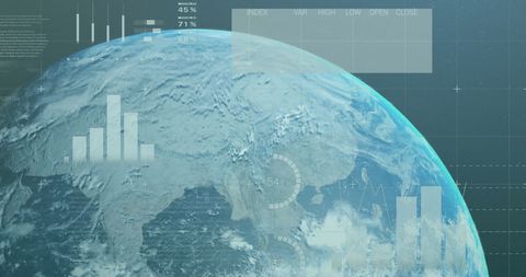 Digital Overlay of Financial Data on Earth View - Download Free Stock Images Pikwizard.com