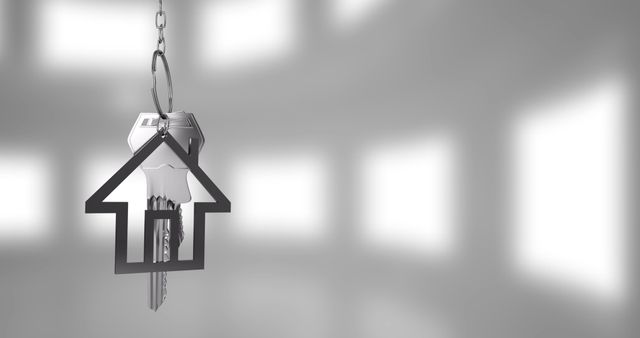 House-shaped Keychain Dangling against Blurry White Background - Download Free Stock Images Pikwizard.com