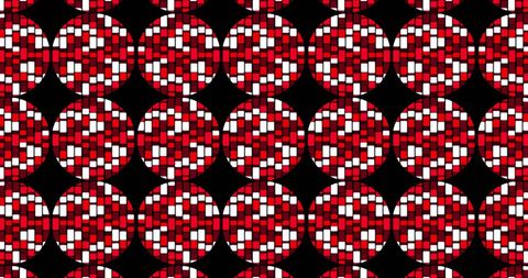 Abstract geometric pattern with red circles and rectangles
