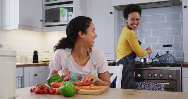 Happy Women Cooking Together in Modern Kitchen - Download Free Stock Images Pikwizard.com