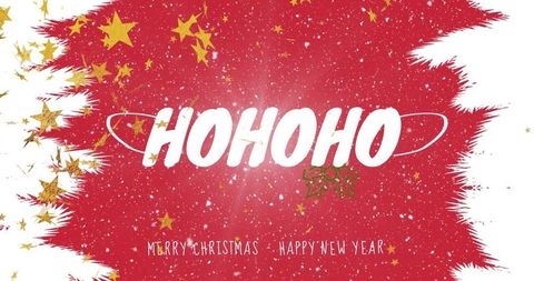 Festive 'hohoho' card design with stars and holly
