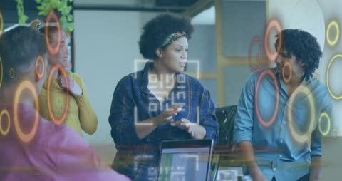 Diverse Team Collaboration with Digital Interface Elements