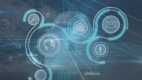 Futuristic Digital Interface Displaying Network Connections