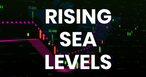 Financial Graph Animation Highlighting Rising Sea Levels