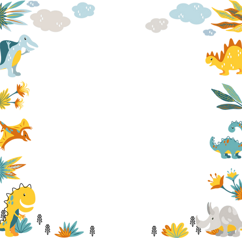 whimsical dinosaur border illustration on transparent background - Download Free Stock Videos Pikwizard.com