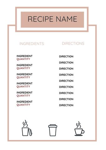 Minimalist Cooking Recipe Template with Icons - Download Free Stock Templates Pikwizard.com