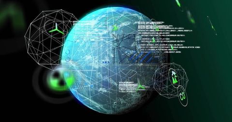 Digital earth global perspective with futuristic data visualization