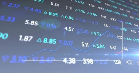 Financial graph illustrating data trends on digital screen