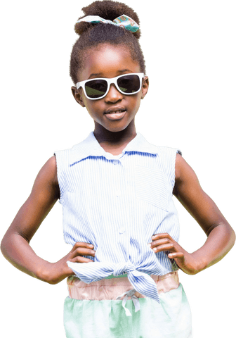 Confident Young Girl Posing with Sunglasses on Isolated Transparent Background - Download Free Stock Videos Pikwizard.com
