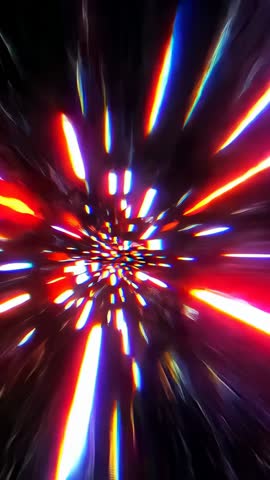 Zooming Through Neon Starburst Pulsing and Stretching With Chromatic Lensflare - Vertical Video