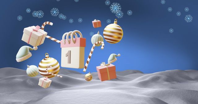 Christmas Countdown Calendar and Festive Decorations on a Snowy Scene - Download Free Stock Images Pikwizard.com