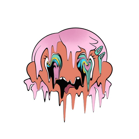 surreal melting cartoon head with rainbow eyes on transparent background - Download Free Stock Videos Pikwizard.com