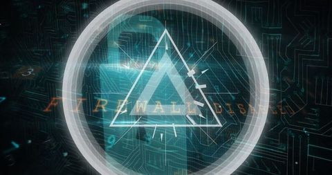Futuristic firewall disabled cybersecurity concept