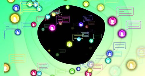 Vibrant social media icons on abstract gradient background