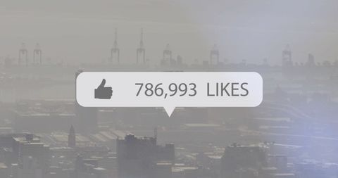 Social Media Like Counter over City Skyline - Download Free Stock Images Pikwizard.com
