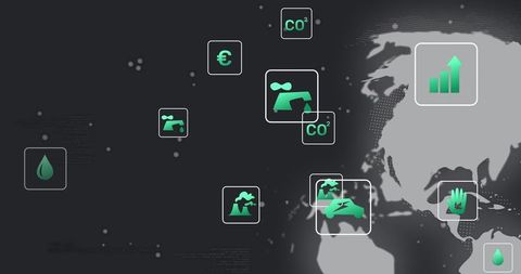 Global Dashboard Showing Eco Economy Analytics on Dark Interface