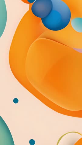 Animating vertical abstract composition with shifting orange and blue fluid shapes for mobile