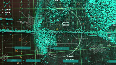 This hybrid illustration of digital data analysis immersed in neon visual elements can be used in presentations and websites related to technology, data science, and cybersecurity. Suitable for conveying concepts of interconnected networks, business intelligence, and seamless data flow. Ideal for design projects emphasizing high-tech visuals.