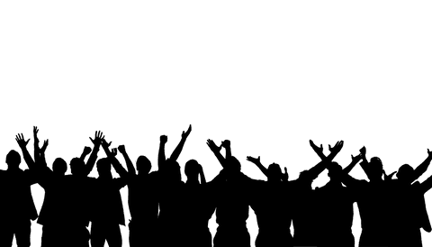 Silhouette of people in motion on transparent background