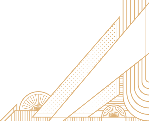 Geometric golden pattern with arches on transparent background